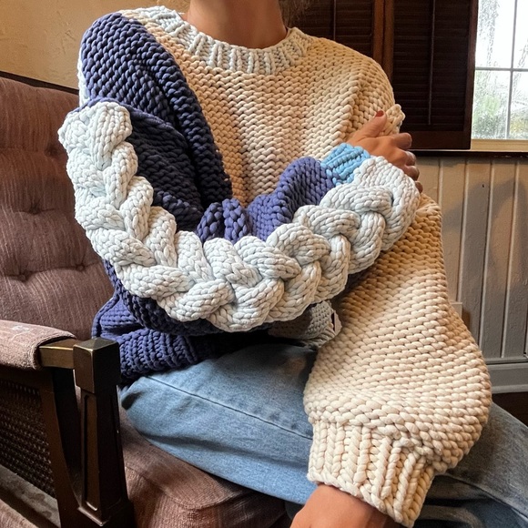 Chunky Knit Sky Sweater Charlie Sweater // Sky – Hobo And Hatch